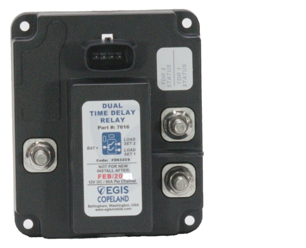 EGIS 7616 TDR Series Dual Output Time Delay Relay 2x80A 12v