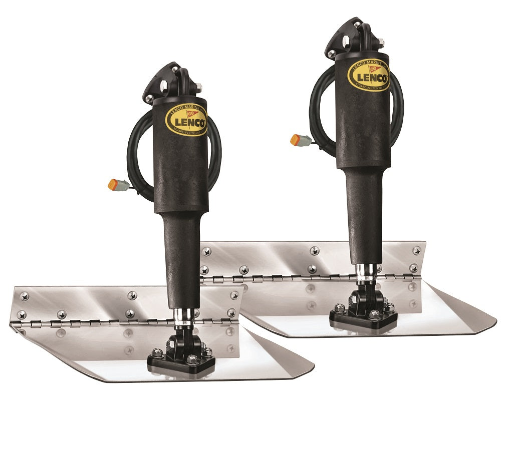Lenco 9inx12in Standard Mount Trim Tab Kit 12v Electro Polished
