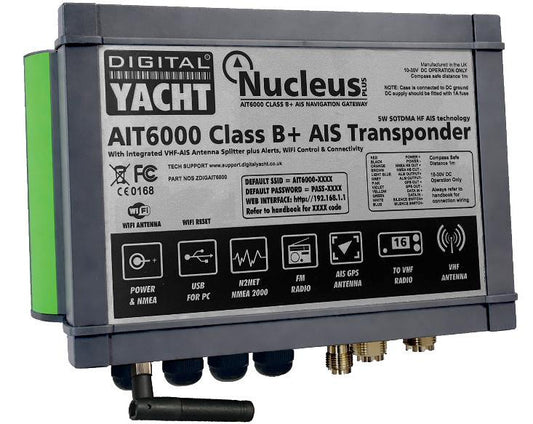Digital Yacht AIT6000 Nucleus Blass B + AIS Transponder with SPAIS Satellite AIS Campatibility (Model ZDIGAIT6000)