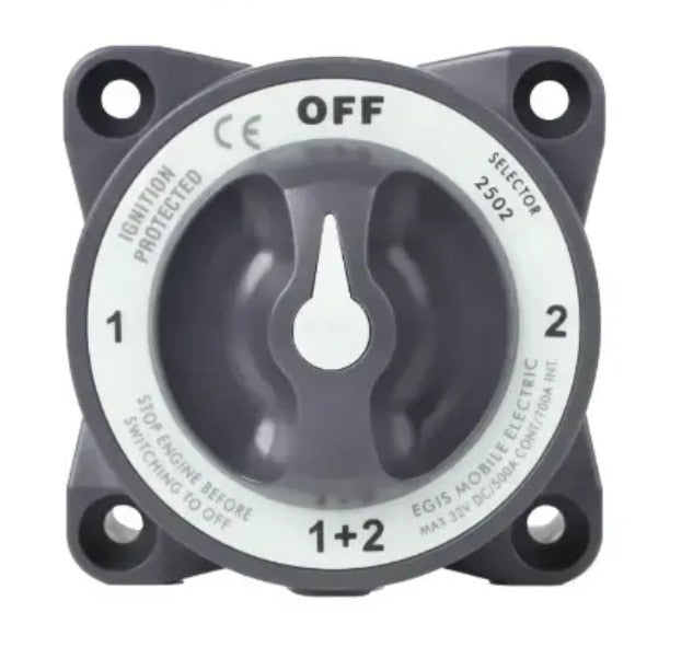 Egis Mobile Electronics EGIS 2502 Heavy Duty-Series 600A Battery Selector Switch Off/1/Both/2