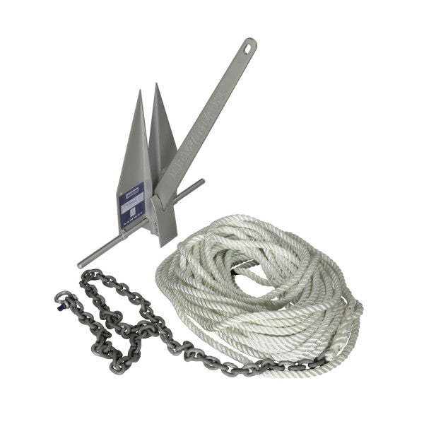 Lewmar 10LB LFX Anchoring Kit with 15ft 5/16in G4 Chain 200ft 5/8in 8-Plait Line