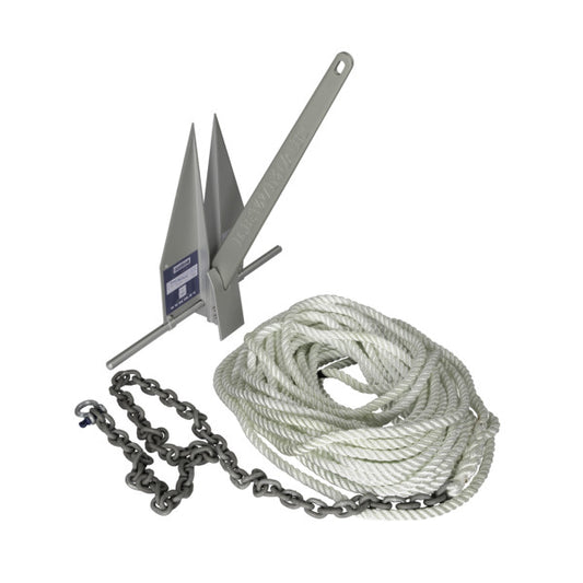 Lewmar 10LB LFX Anchoring Kit with 15ft 5/16in G4 Chain 200ft 5/8in 8-Plait Line