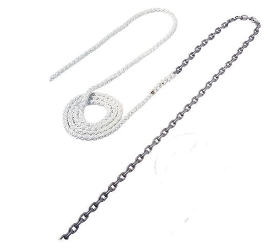 Maxwell 25ft of 3/8in HT Chain Splice to 250ft of 5/8in Nylon Brait Line