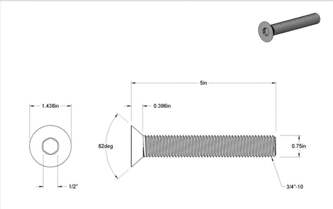 Sea Swivel Stainless Bolt 3/4-10 5in Long